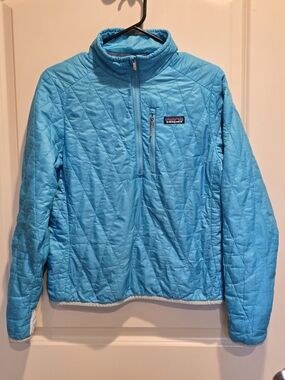 Patagonia Quilted Half-Zip Jacket - Bright Aqua Blue